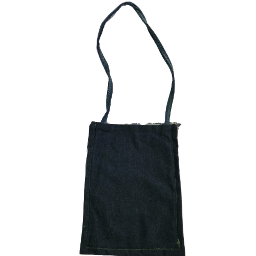 Denim Beach bag flower floral small bag hand crafted - Picture 3 of 6